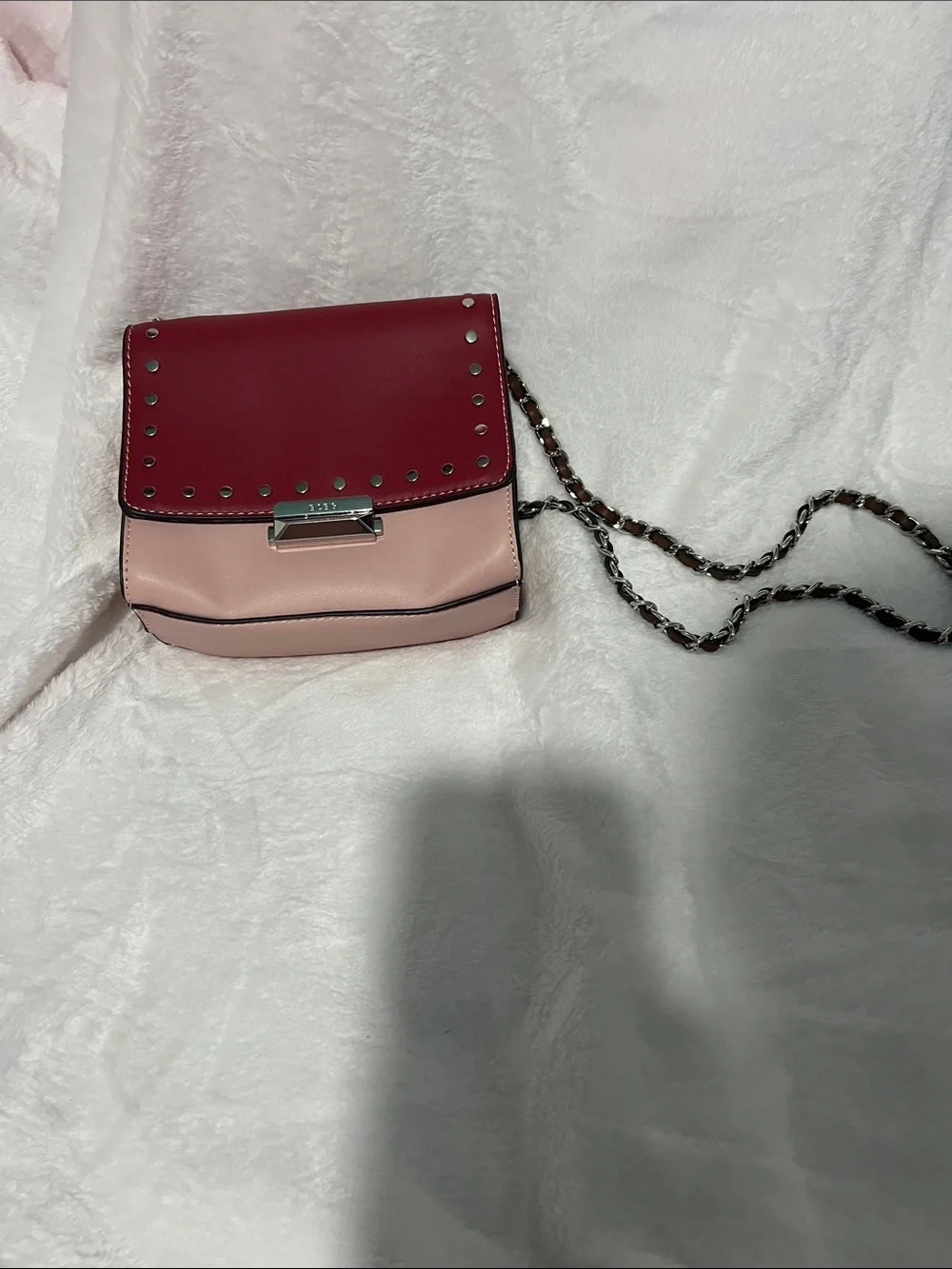 Two-Tone Pink Studded Shoulder Bag